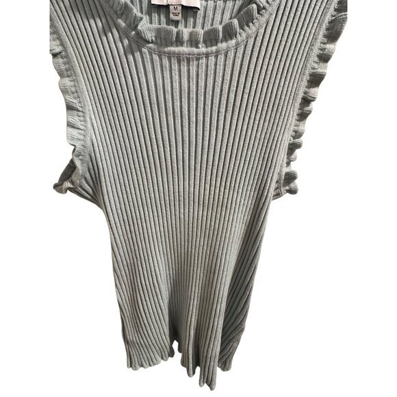 👗 2/$30 👗 Gilli Light Blue Ribbed Tank with Ruffled Collar and Arms sz M - Picture 5 of 6